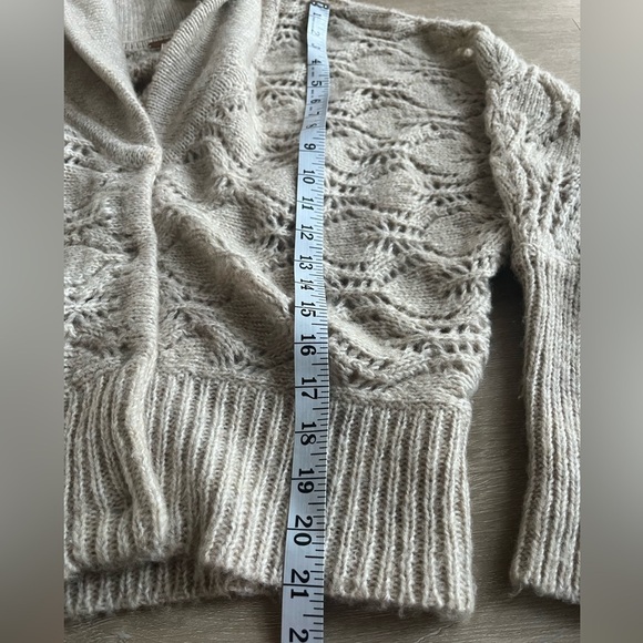 Free People Cowl Neck Wool Crochet Knit Cardigan SZ S - Picture 3 of 5